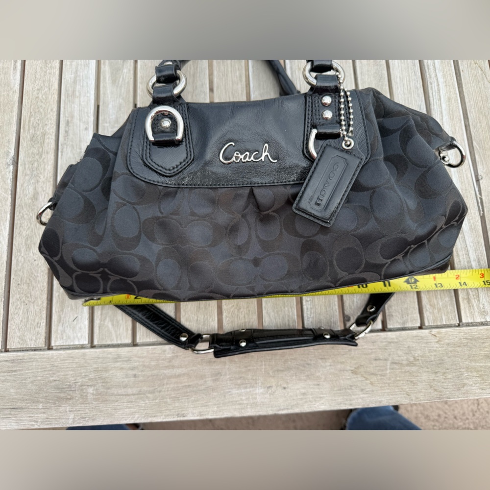 2000s Vintage Coach Ashley Signature Satchel black monogram c print purse - Picture 3 of 7